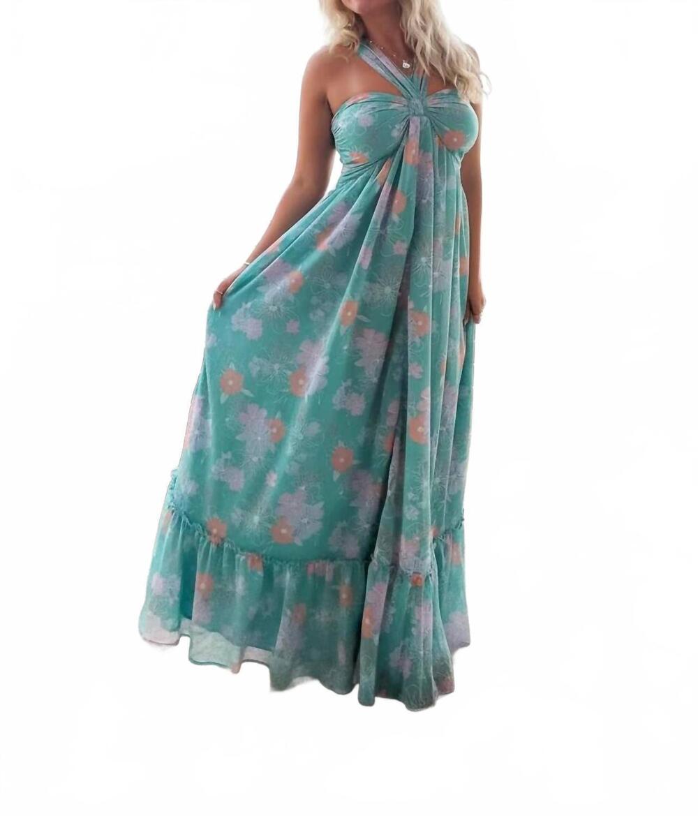 NEW FATE women's aloha maxi dress in turquoise